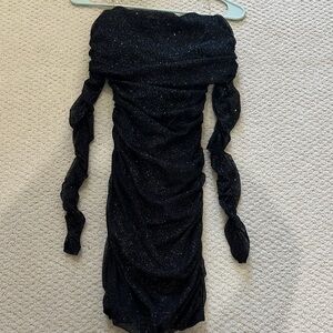 Windsor Black Sparkle Off-Shoulder Dress